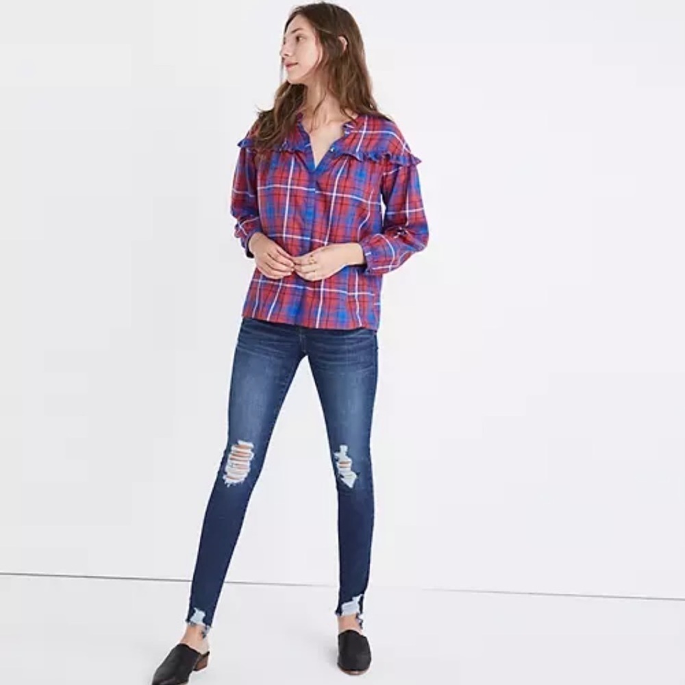 MADEWELL Plaid Ruffle Shirt